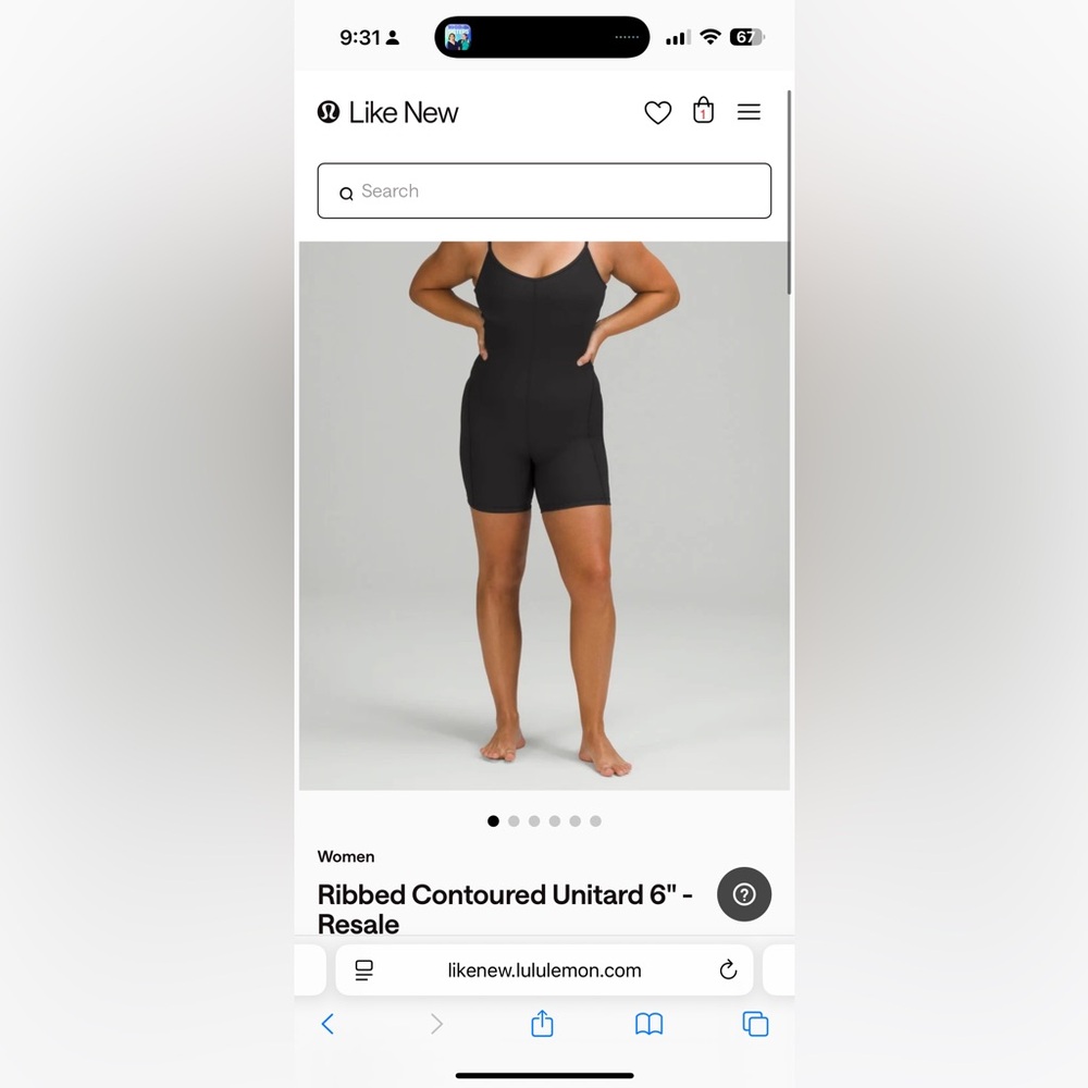 Lululemon Ribbed Contoured Unitard 6" size 6